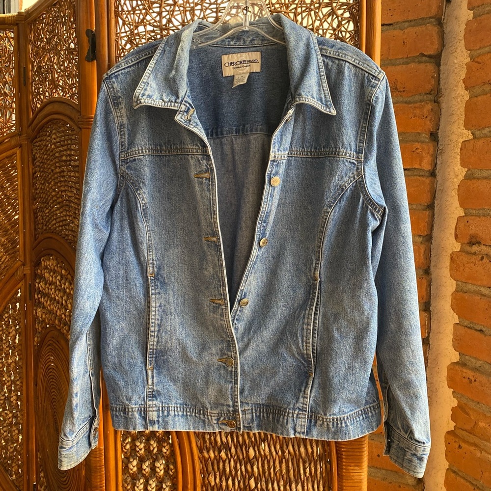 Cherokee Blue Jean Denim Jacket Coat Size L-14. Great Condition.